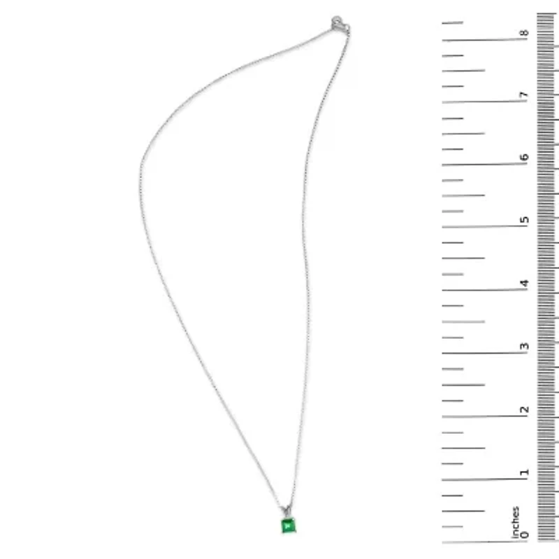 14K Gold 5x5 MM Square Shaped Gemstone Solitaire Pendant Necklace