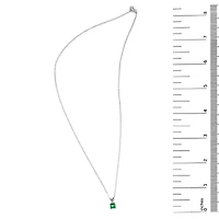 14K Gold 5x5 MM Square Shaped Gemstone Solitaire Pendant Necklace