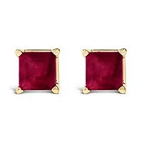 14K Gold 5x5MM Princess Cut Gemstone Solitaire Stud Earrings