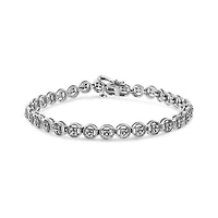 Silver 1/10 Cttw Diamond Open Circle Wheel Link Tennis Bracelet