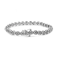 Silver 1/10 Cttw Diamond Open Circle Wheel Link Tennis Bracelet