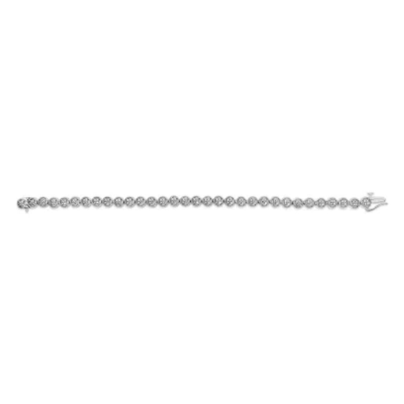 Silver 1/10 Cttw Diamond Open Circle Wheel Link Tennis Bracelet