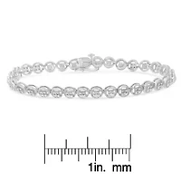 Silver 1/10 Cttw Diamond Open Circle Wheel Link Tennis Bracelet