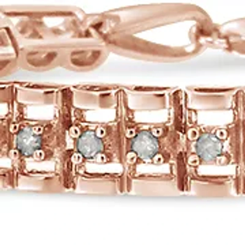 .925 Sterling Silver Diamond Double-Link 7" Tennis Bracelet