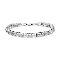 .925 Sterling Silver Diamond Double-Link 7" Tennis Bracelet