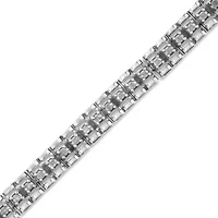 .925 Sterling Silver Diamond Double-Link 7" Tennis Bracelet