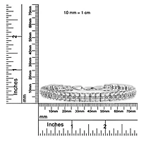 .925 Sterling Silver Diamond Double-Link 7" Tennis Bracelet