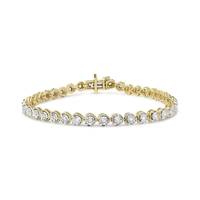 Silver 1.0 Cttw Miracle Set Diamond Heart-Link 7" Tennis Bracelet