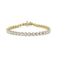 Silver 1.0 Cttw Miracle Set Diamond Heart-Link 7" Tennis Bracelet