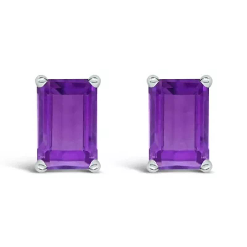 14K Gold 6x4MM Emerald Shaped Gemstone Earrings