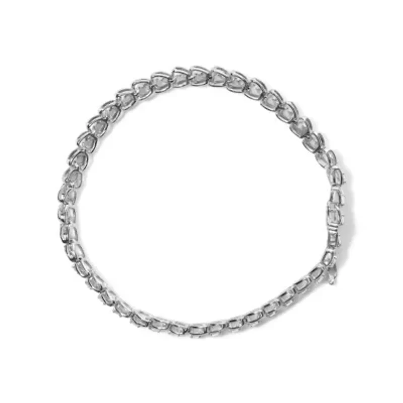 .925 Sterling Silver 1.00 Cttw Diamond C-Shaped Link Bracelet