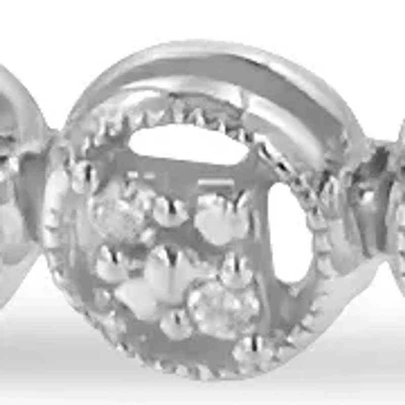 Silver 1/4 Cttw Diamond 7" Open Circle Wheel Link Tennis Bracelet