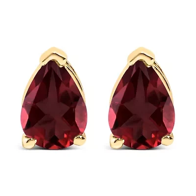 14K Gold 6x4MM Pear Shaped Gemstone Solitaire Stud Earrings