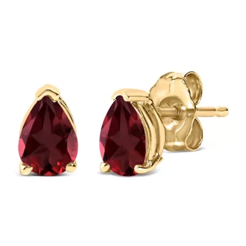 14K Gold 6x4MM Pear Shaped Gemstone Solitaire Stud Earrings