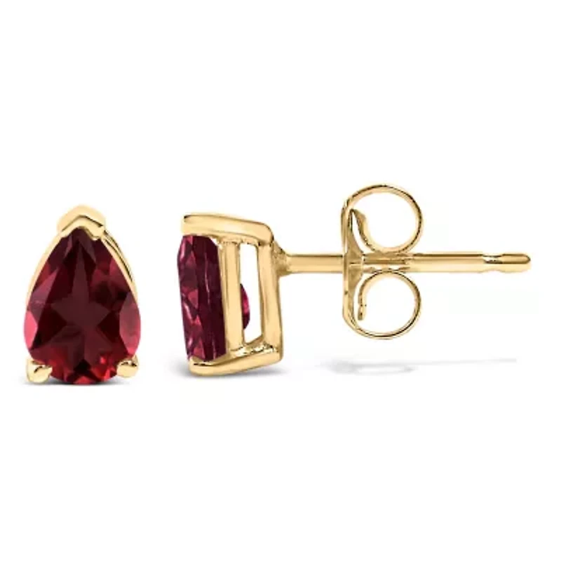 14K Gold 6x4MM Pear Shaped Gemstone Solitaire Stud Earrings