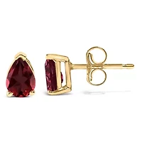 14K Gold 6x4MM Pear Shaped Gemstone Solitaire Stud Earrings