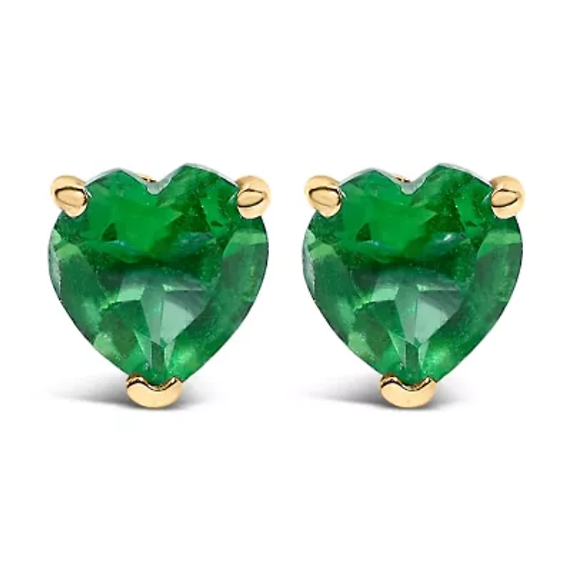 14K Gold 5MM Heart Cut Gemstone Solitaire Stud Earrings