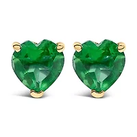14K Gold 5MM Heart Cut Gemstone Solitaire Stud Earrings