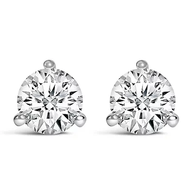 Lab Created 14K White Gold Lab Grown Diamond Screwback Stud Earrings