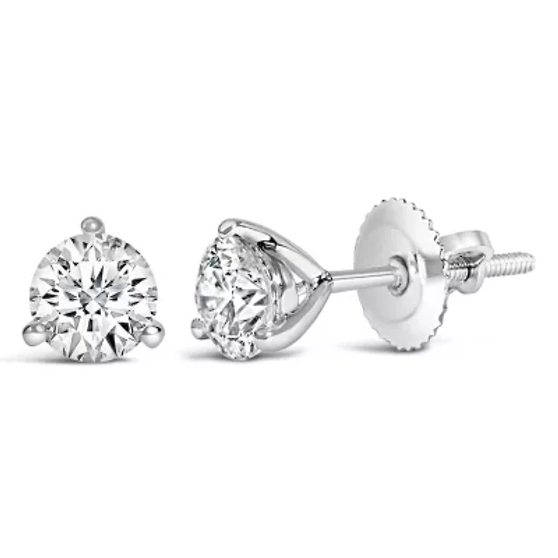 Lab Created 14K White Gold Lab Grown Diamond Screwback Stud Earrings