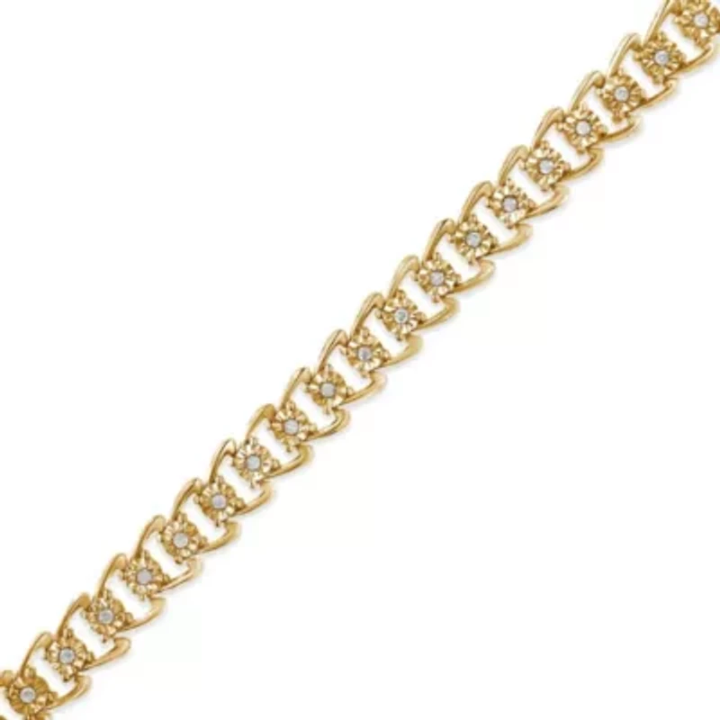 Silver 1/2 Cttw Diamond Double Swoosh Wave Style Tennis Bracelet