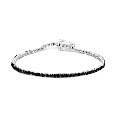 Silver 4-Prong Set Treated Black Diamond Classic Tennis Bracelet