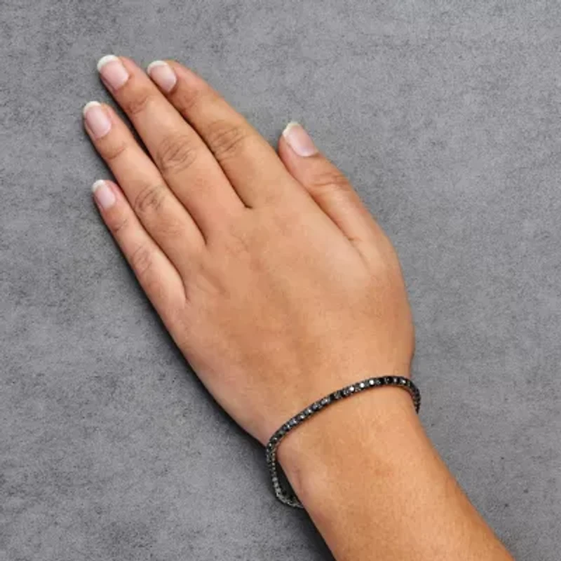 Silver 4-Prong Set Treated Black Diamond Classic Tennis Bracelet