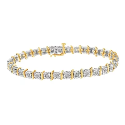 Silver 1.0 Cttw Diamond S-Curve Link Miracle-Set Tennis Bracelet