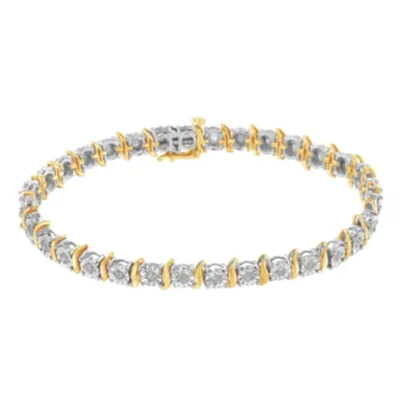 Silver 1.0 Cttw Diamond S-Curve Link Miracle-Set Tennis Bracelet