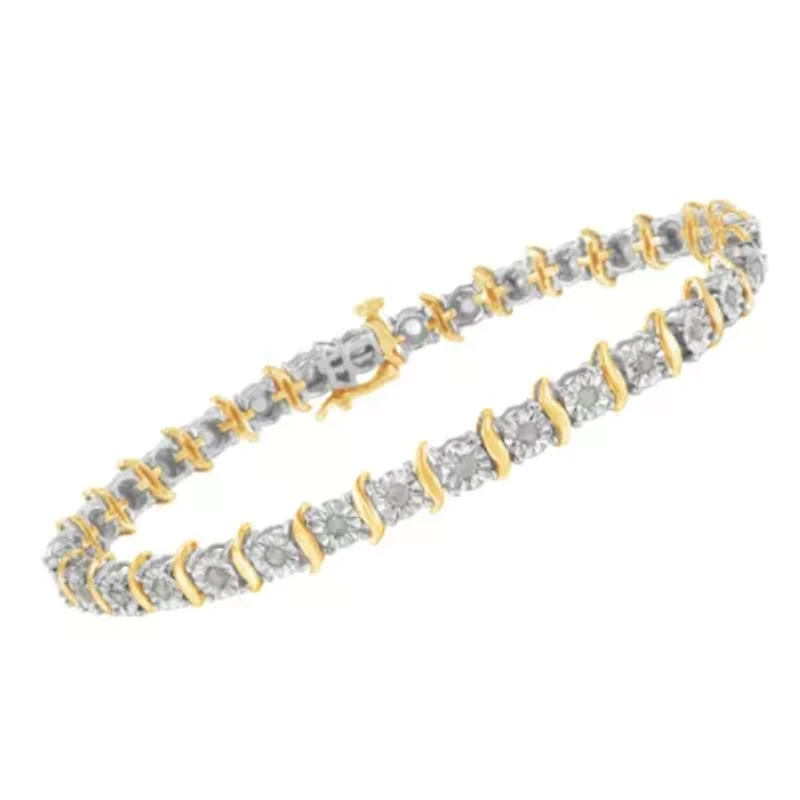 Silver 1.0 Cttw Diamond S-Curve Link Miracle-Set Tennis Bracelet