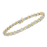 Silver 1.0 Cttw Diamond S-Curve Link Miracle-Set Tennis Bracelet