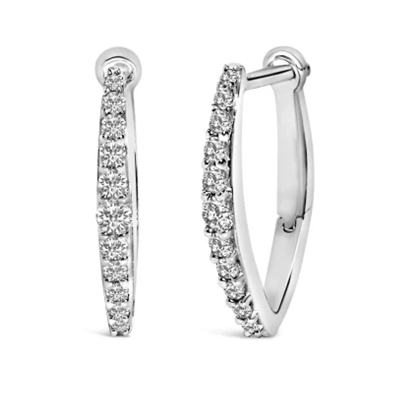 Lab Created 10K Gold 1/4 Cttw Lab Grown Diamond Heart Shaped Huggy Hoop Earrings