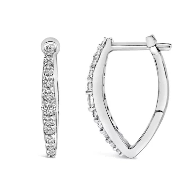 Lab Created 10K Gold 1/4 Cttw Lab Grown Diamond Heart Shaped Huggy Hoop Earrings