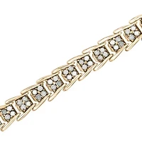 Silver 2.0 Cttw Diamond Fan-Shaped Fancy Chevron Link Tennis Bracelet