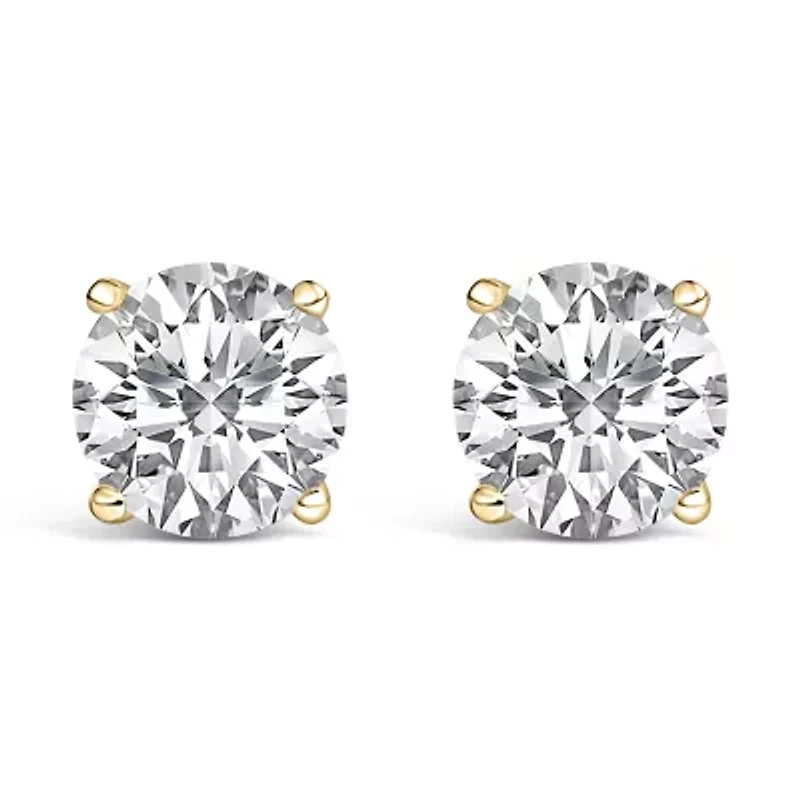 Lab Created 14K Gold Round Lab Grown Diamond Solitaire Stud Earrings
