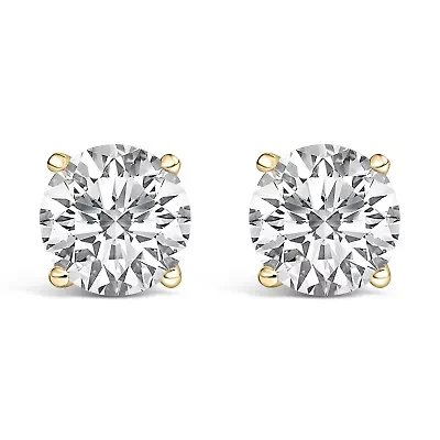 Lab Created 14K Gold Round Lab Grown Diamond Solitaire Stud Earrings