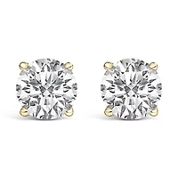 Lab Created 14K Gold Round Lab Grown Diamond Solitaire Stud Earrings