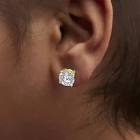 Lab Created 14K Gold Round Lab Grown Diamond Solitaire Stud Earrings