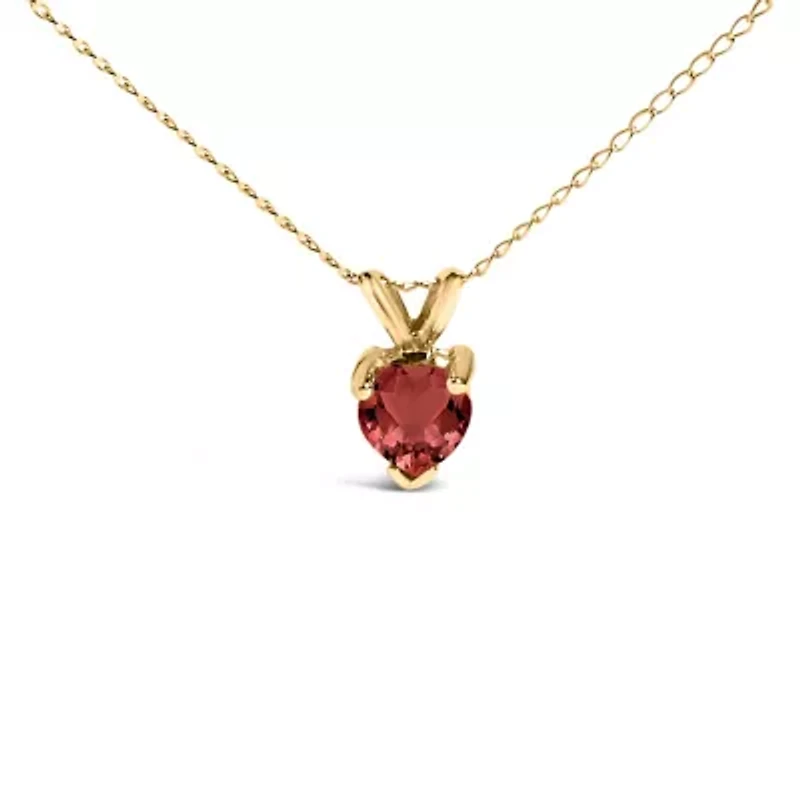 14K Gold 5X5 MM Heart Shaped Gemstone Solitaire Pendant Necklace
