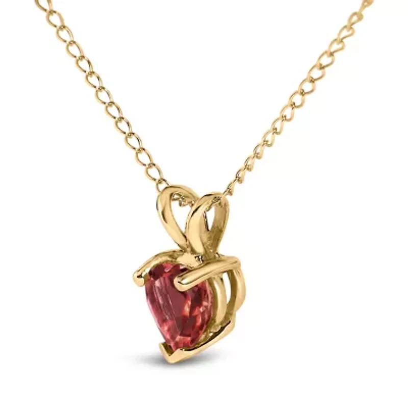 14K Gold 5X5 MM Heart Shaped Gemstone Solitaire Pendant Necklace