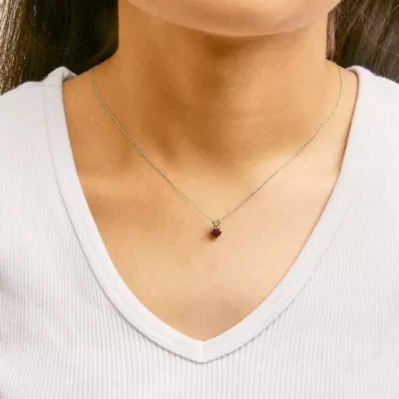 14K Gold 5X5 MM Heart Shaped Gemstone Solitaire Pendant Necklace