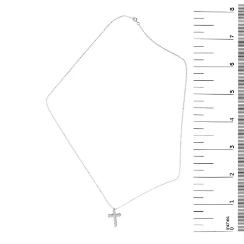 Lab Created 14K Gold 1/2 Cttw Lab Grown Diamond 11 Stone Cross Pendant Necklace