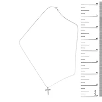 Lab Created 14K Gold 1/2 Cttw Lab Grown Diamond 11 Stone Cross Pendant Necklace