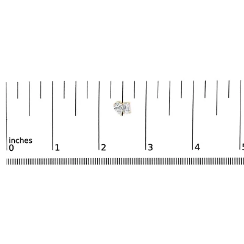 Lab Created 14K Gold 2.0 Cttw Emerald and Pear Toi et Moi Lab Grown Diamond Stud Earrings