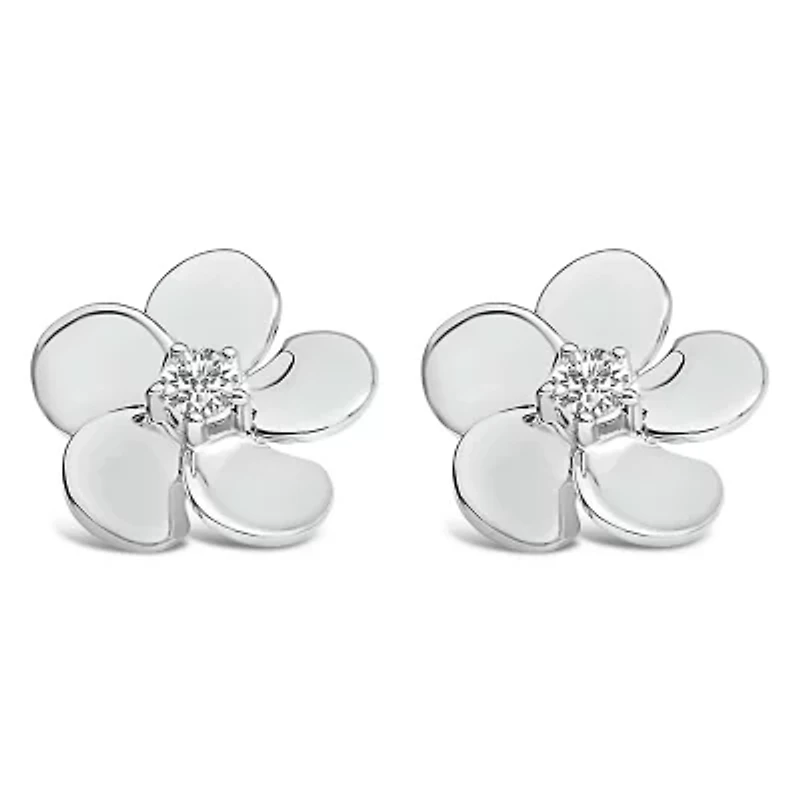 Lab Created 10K Yellow Gold 1/3 Cttw Lab Grown Diamond Flower Petal Stud Earrings