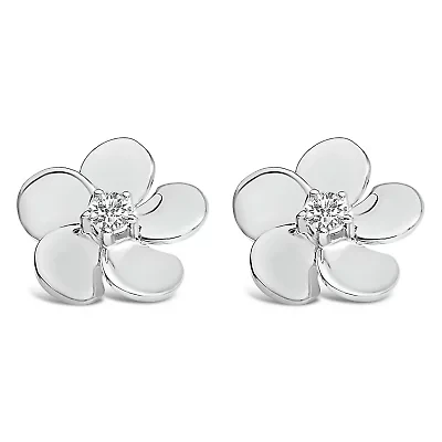 Lab Created 10K Yellow Gold 1/3 Cttw Lab Grown Diamond Flower Petal Stud Earrings