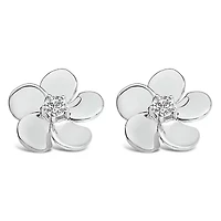 Lab Created 10K Yellow Gold 1/3 Cttw Lab Grown Diamond Flower Petal Stud Earrings