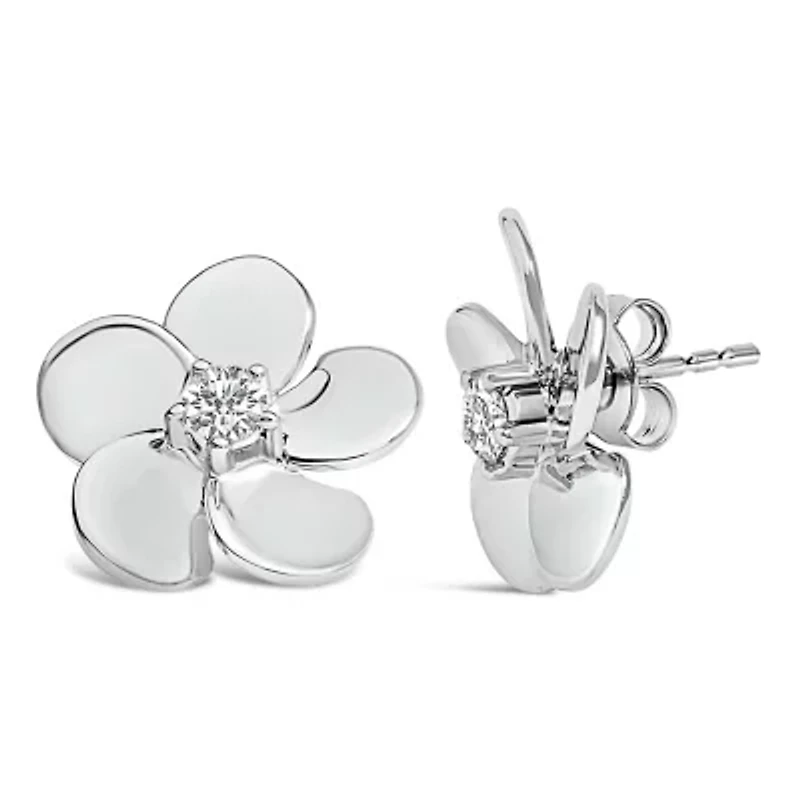 Lab Created 10K Yellow Gold 1/3 Cttw Lab Grown Diamond Flower Petal Stud Earrings
