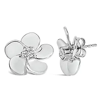Lab Created 10K Yellow Gold 1/3 Cttw Lab Grown Diamond Flower Petal Stud Earrings