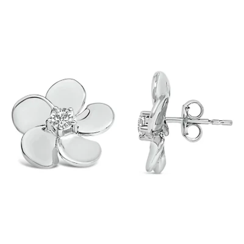 Lab Created 10K Yellow Gold 1/3 Cttw Lab Grown Diamond Flower Petal Stud Earrings